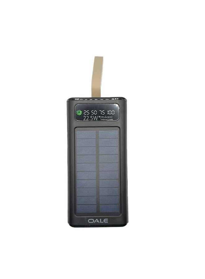 OALE 30000mAh Solar Power Bank, 22.5W Fast Charging, Built-in Type-C & Lightning Cables, Multiple USB Outputs - Image 5